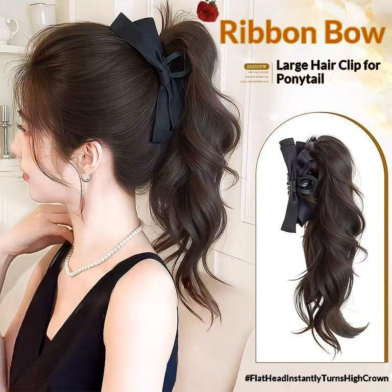 Ribbon Bow Gift - 14inch Bow Tie Claw Ponytail Wig