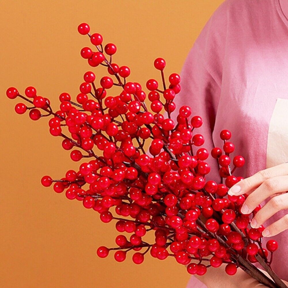 Artificial Vivid Red Berry Ste - Christmas Wreath Fake recension och pris