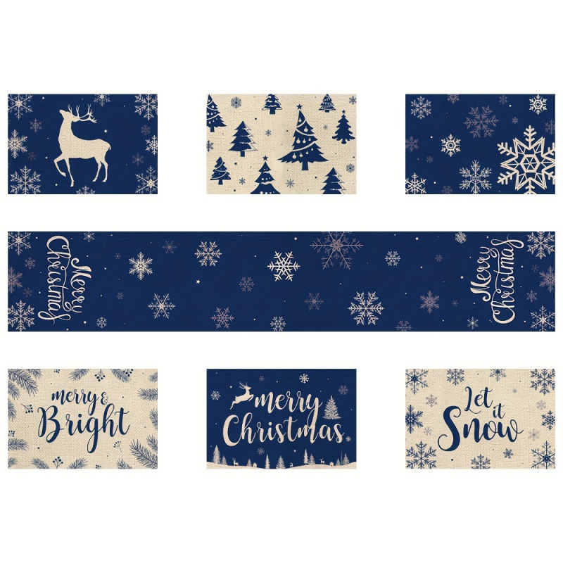 7-Piece Christmas Placemat and - Christmas Table Runner recension och pris