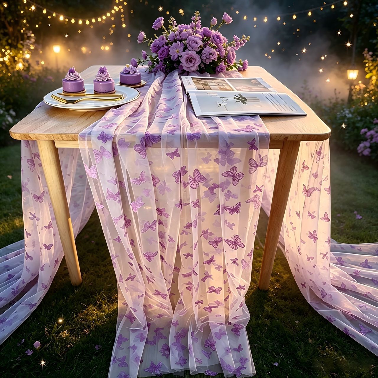 Nylon Tulle Flocked Butterfly  - Christmas Table Runner recension och pris