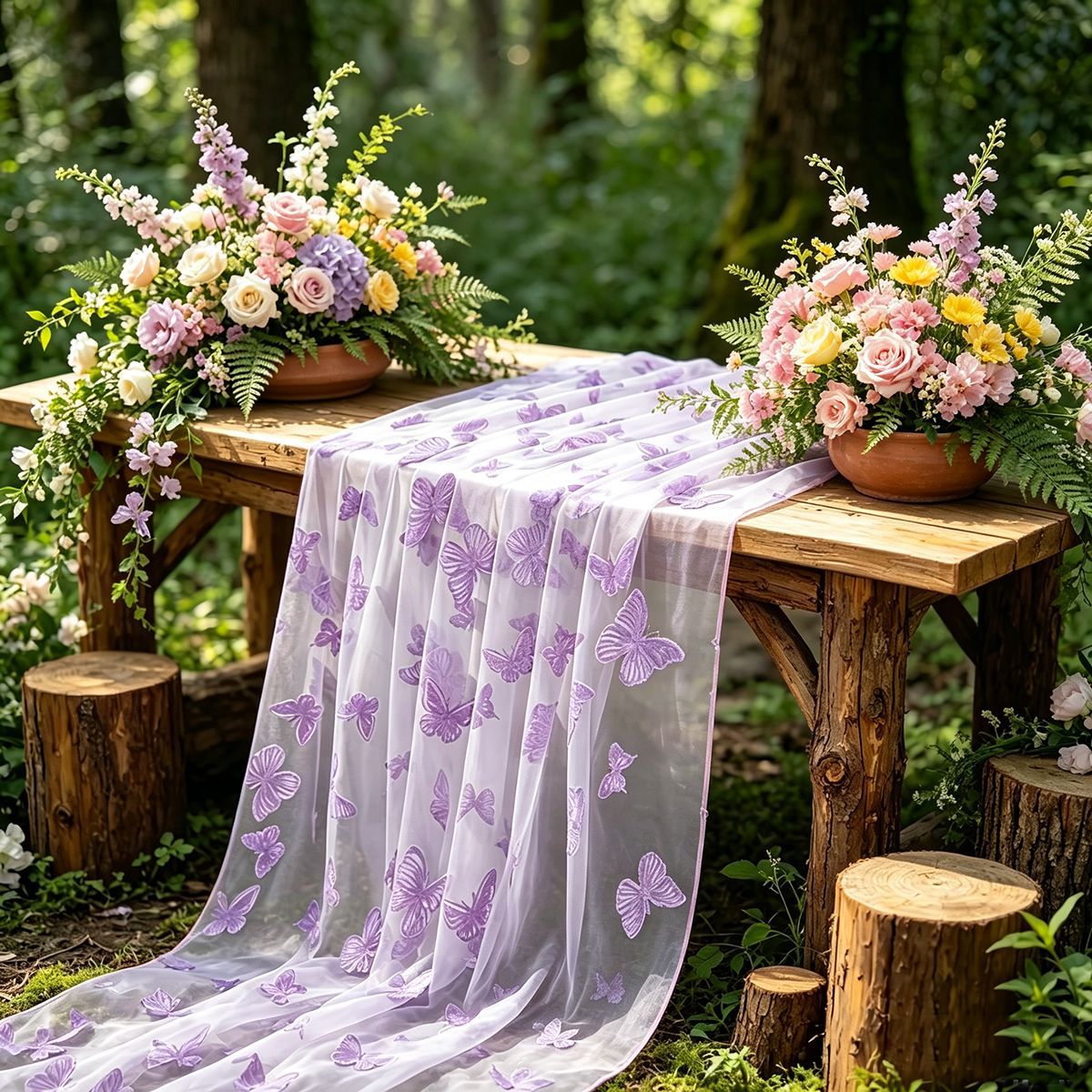 Nylon Tulle Flocked Butterfly  - Christmas Table Runner recension och pris