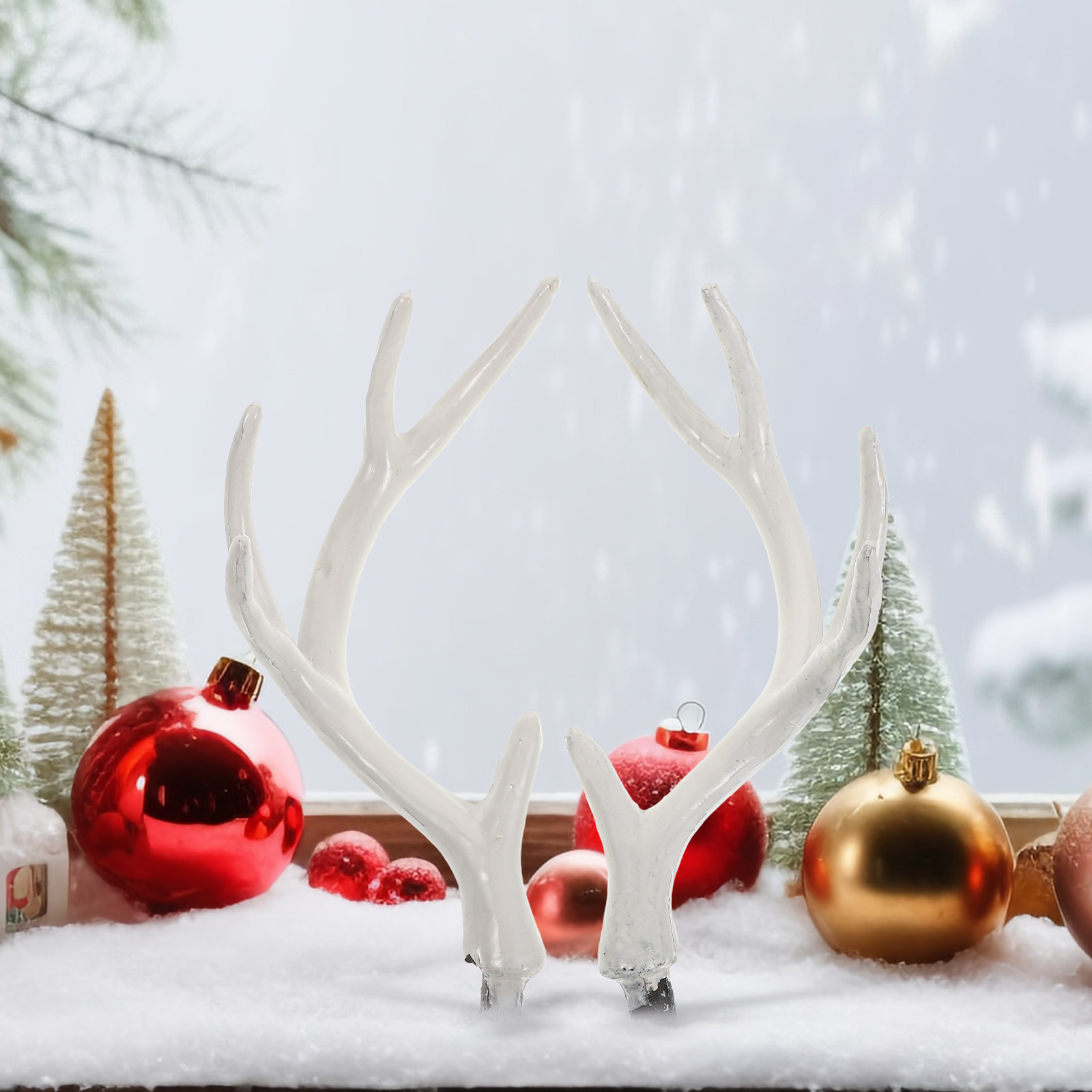 1Pair Lifelike White Deer Antl - Reindeer Antlers Headband recension och pris