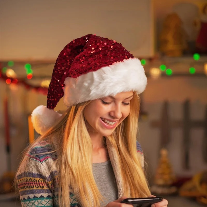 Double-Layer Sequin Christmas  - Santa Hat Plush recension och pris